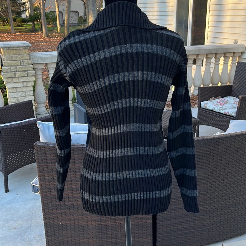 D&G SNAP Dolce and Gabbana ribbed turtleneck wool blend sweater grey and black - Picture 3 of 12
